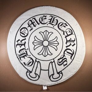 29” Gothic Cross Circle Rug Luxury-Inspired Black White New